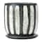 Hello Honey® 7.5" Black & White Hand-Painted Terra Cotta Planter with Saucer Set